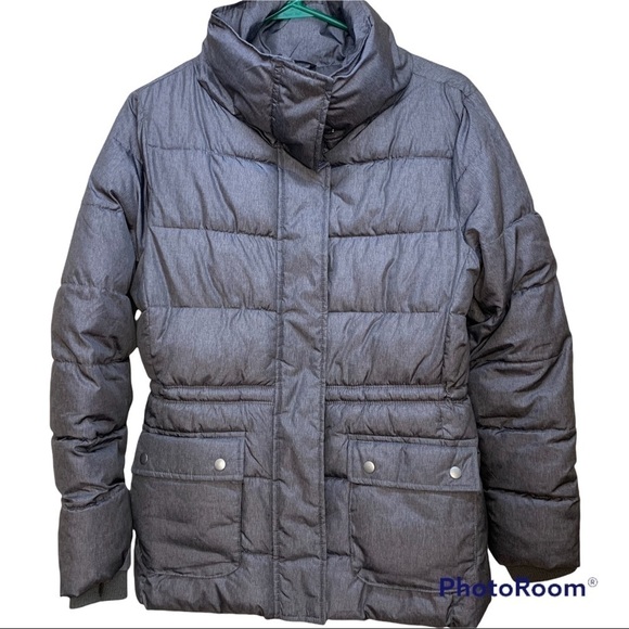 Gap Mid Puffer Jacket Women’s Size Small Silver Heather - Picture 2 of 6